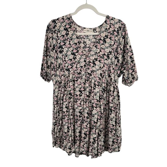 NATURAL LIFE | Dresses | Natural Life Black Pink Ditsy Floral Mini ...